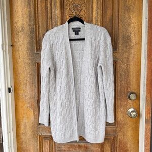 Tahari Pure Luxe 100% 2-Ply Cashmere Off White Open Cardigan Size Small